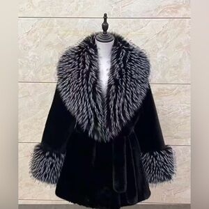 Glitz Black Teddy Jacket with Faux Fur Trim